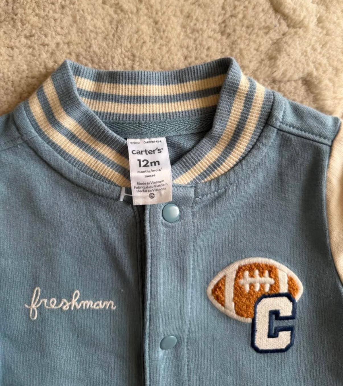 Carters jumpsuit light blue long sleeve footless 12 month - Image 2