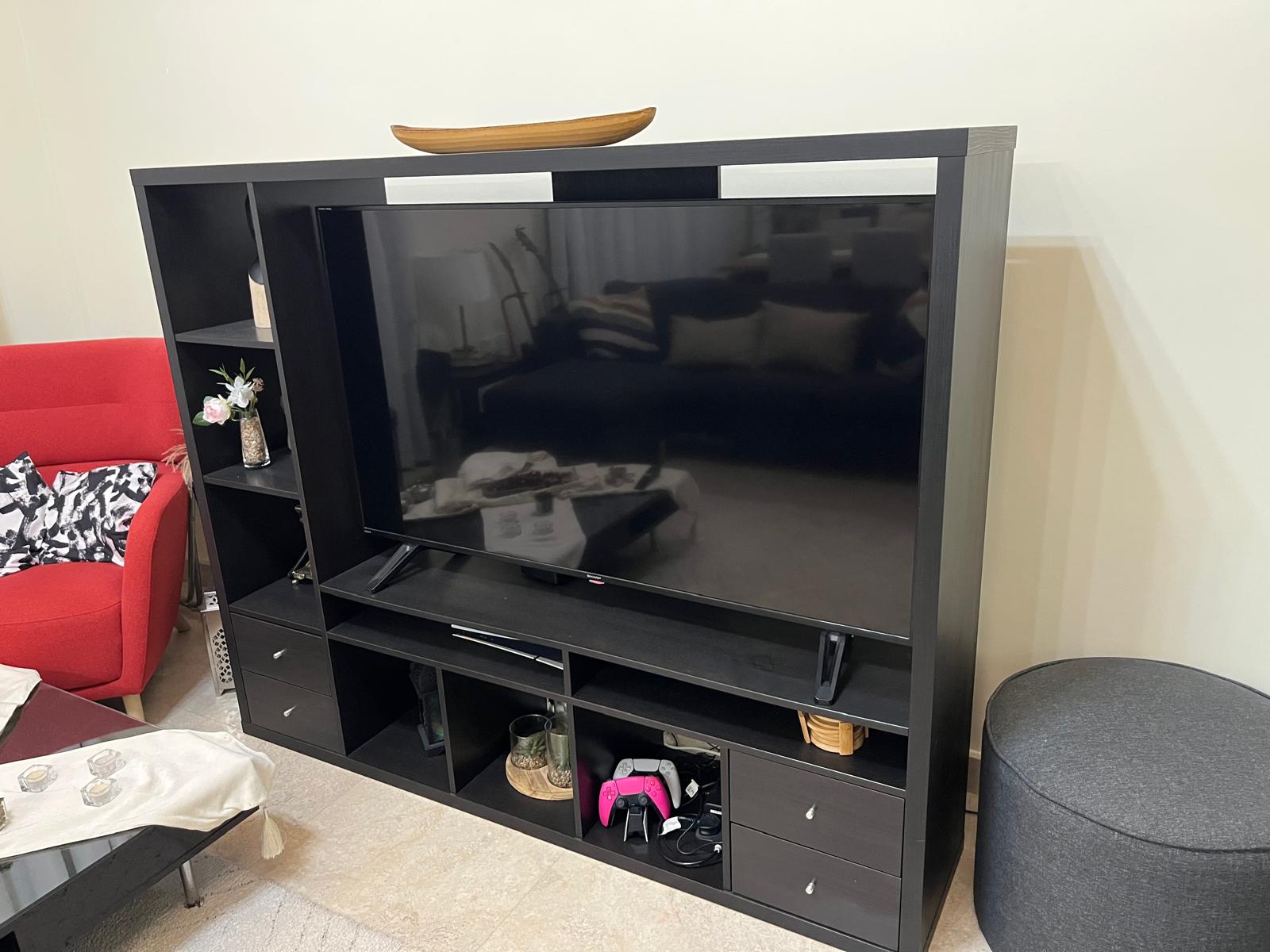 LAPPLAND TV storage unit, black-brown (with 4 drawers) - Image 2