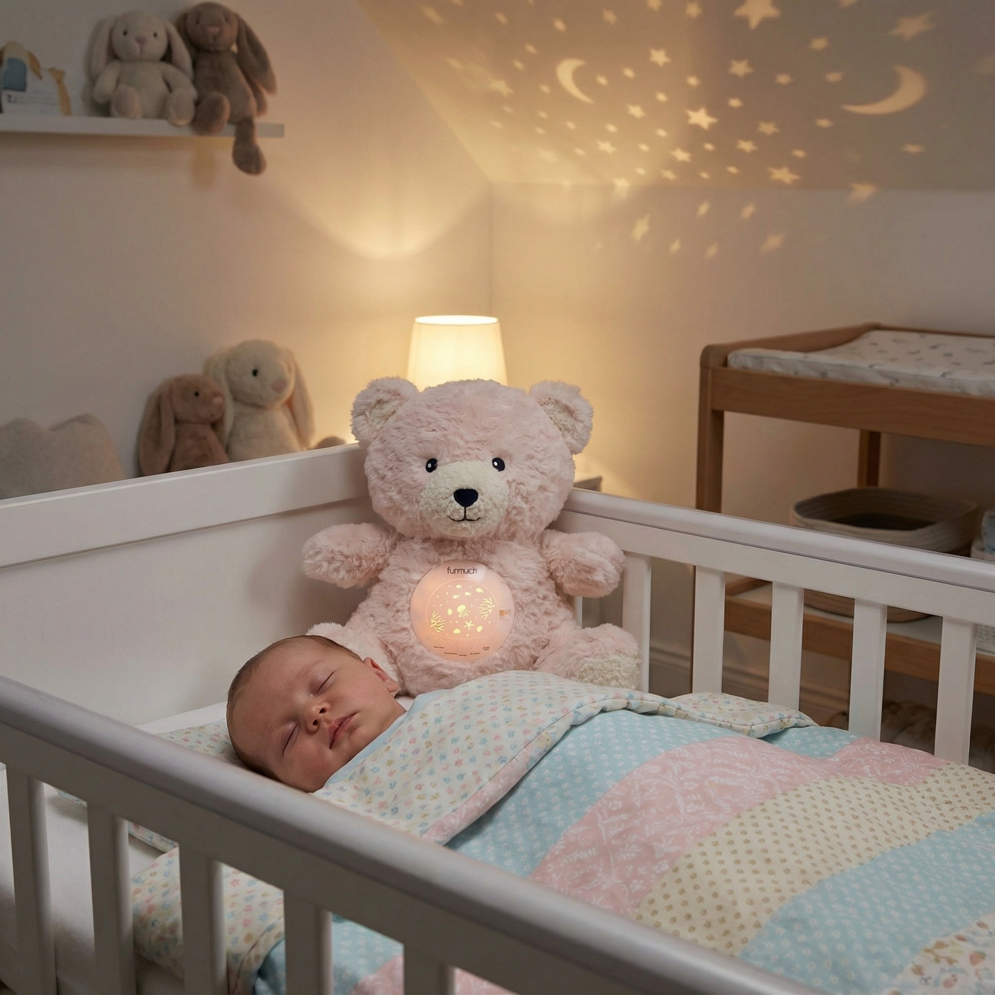 Baby Plush Night Light Projector – Pink Teddy - Image 2