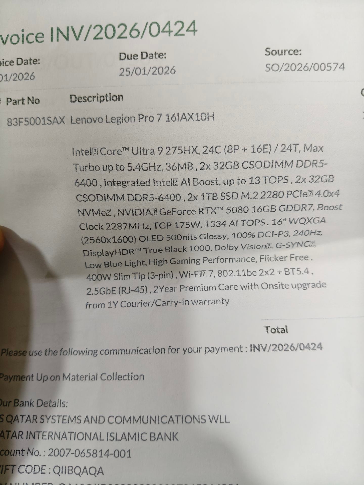 Lenovo Legion Pro 7 – Brand New, Sealed - Image 3