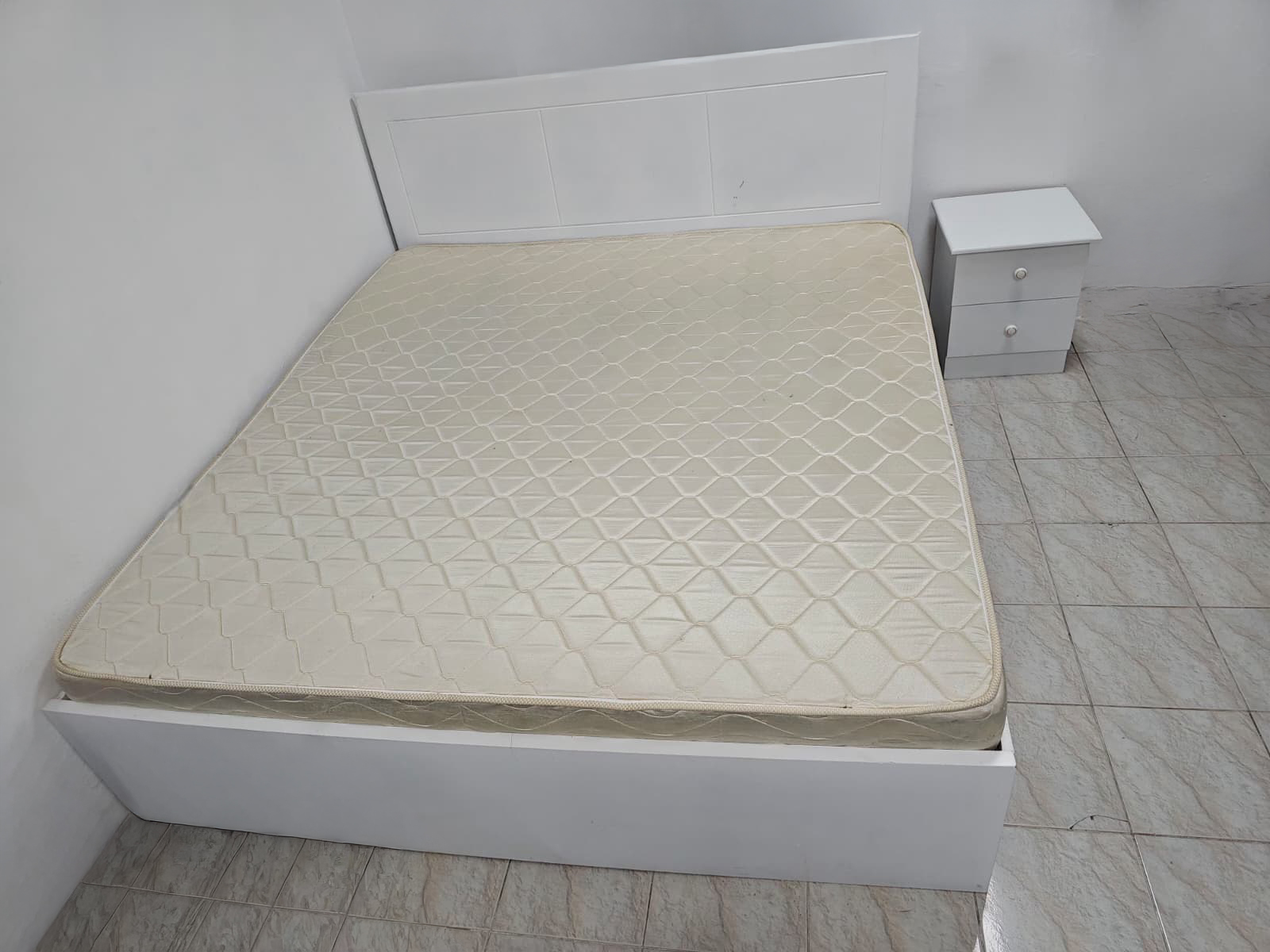 King Size Bed + Mattress + Side Table — Good Condition - Image 2