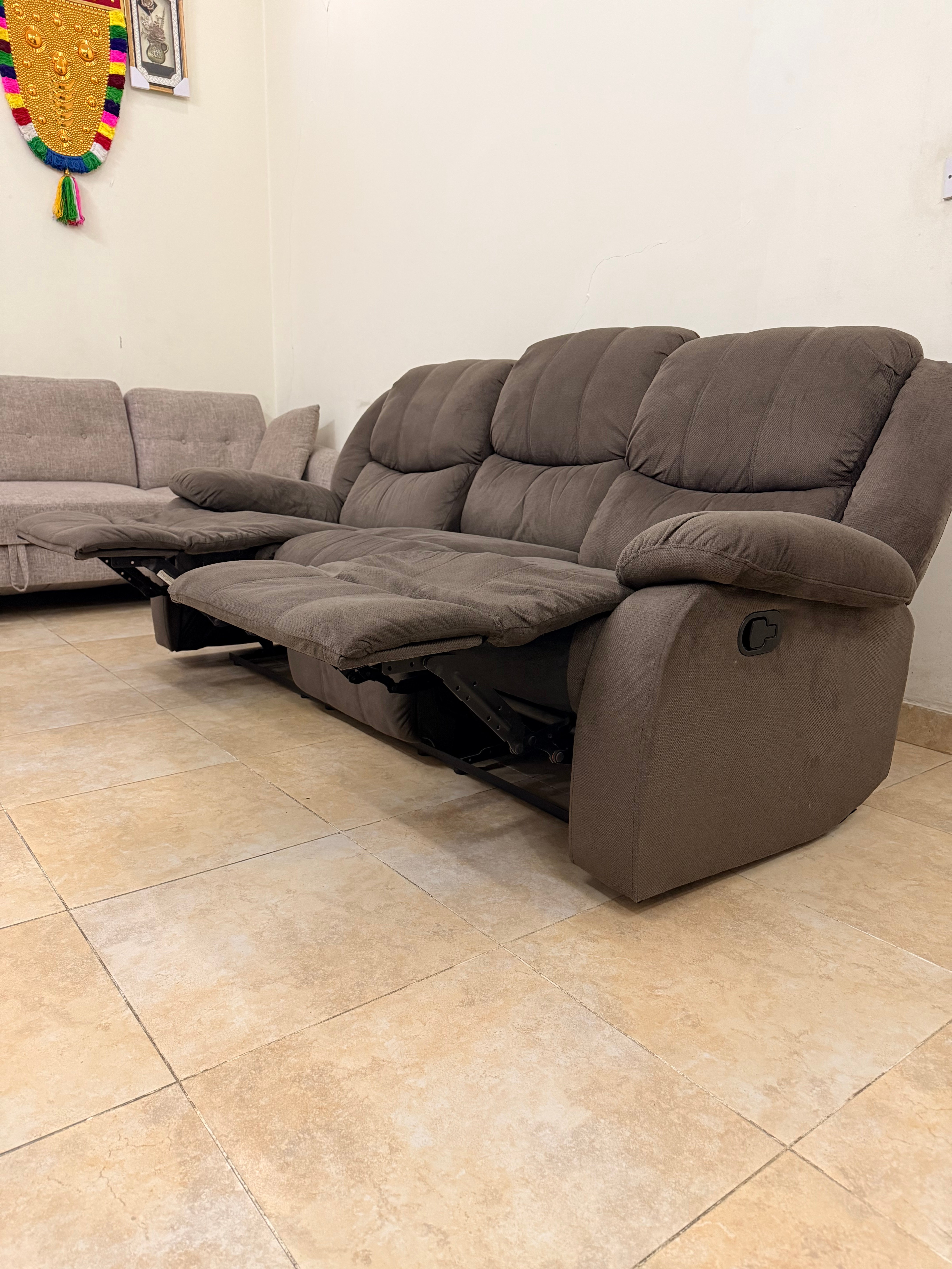 3-Seater Brown Recliner Sofa – Comfortable & Well Maintained - Image 4