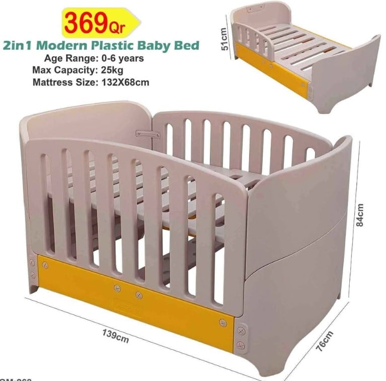 2 in 1 Plastic Baby Crib / single bed - Image 1