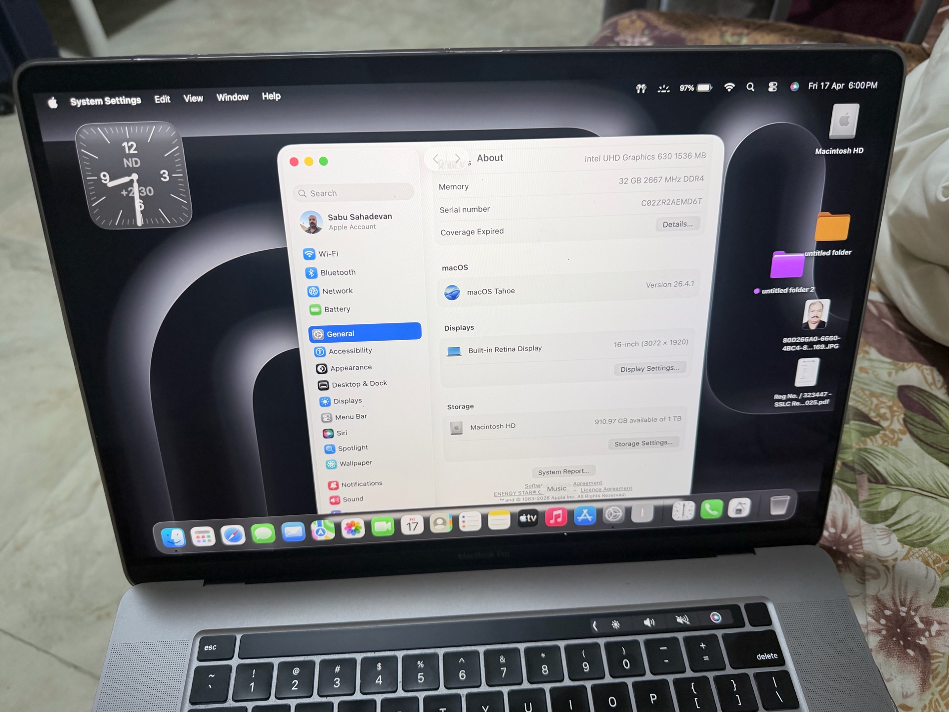 ماك بوك برو 16 إنش بمعالج i9 وذاكرة رام 32 جيجابايت - Image 8