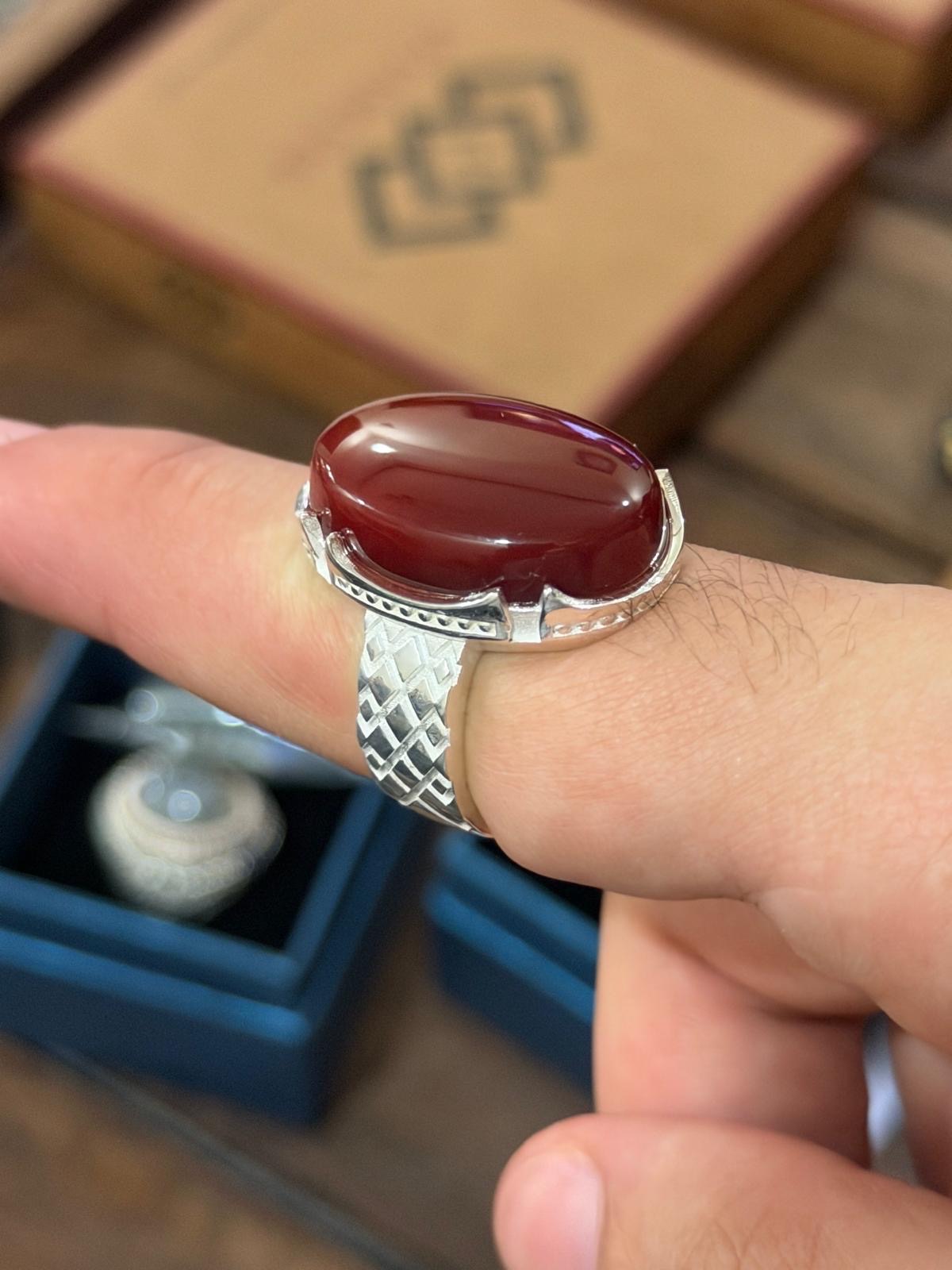 خاتم عقيق يمني yemeni agate ring - Image 3