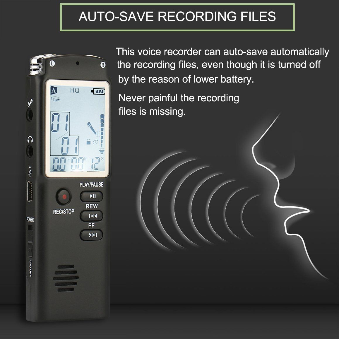 High quality sound recorder. Voice activated. Noise reduction. 16 GB built-in st - Image 8