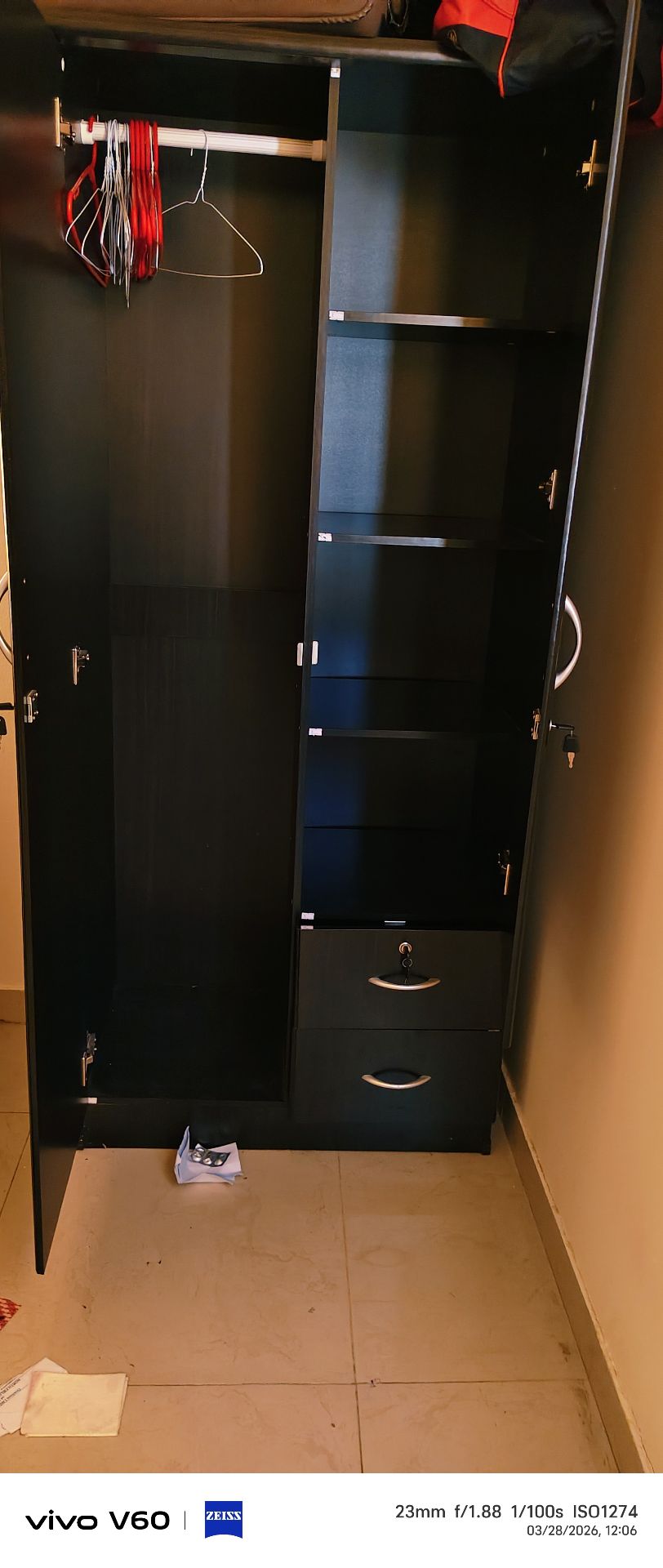King size bed with mattress and cupboard for storage  - Image 6