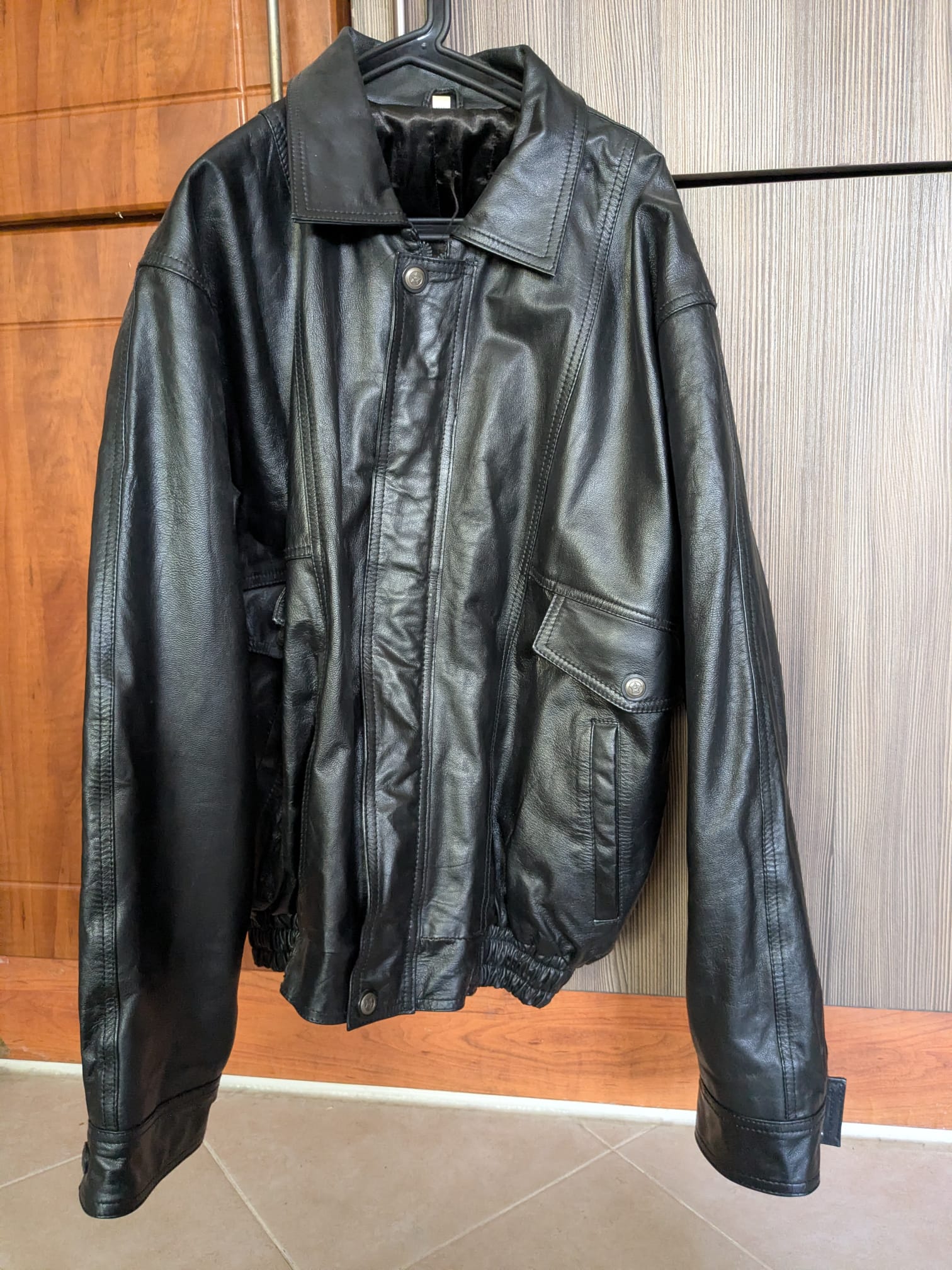 Genuine Leather Jacket for Sale – Men’s Black Bomber Style - Image 4