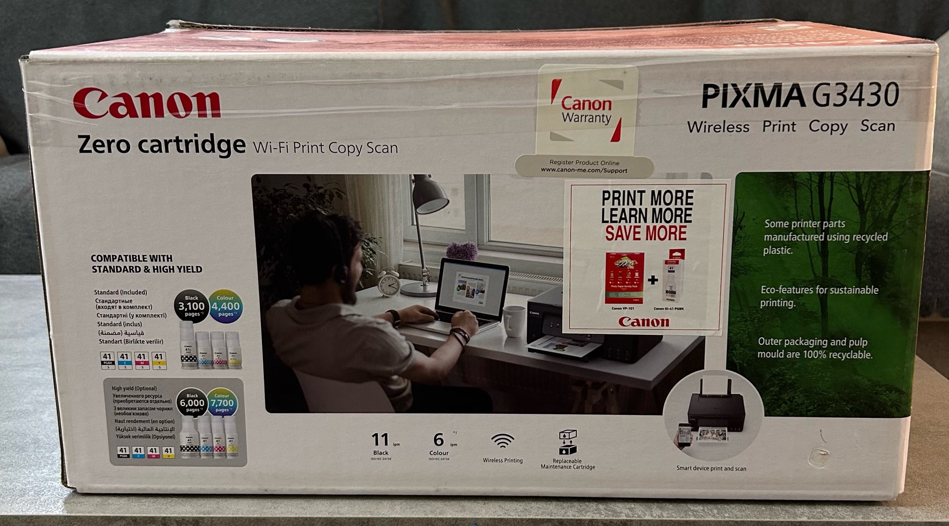 Canon Zero Cartridge Wi-Fi Print Copy Scan PIXMA G3430 - Image 4