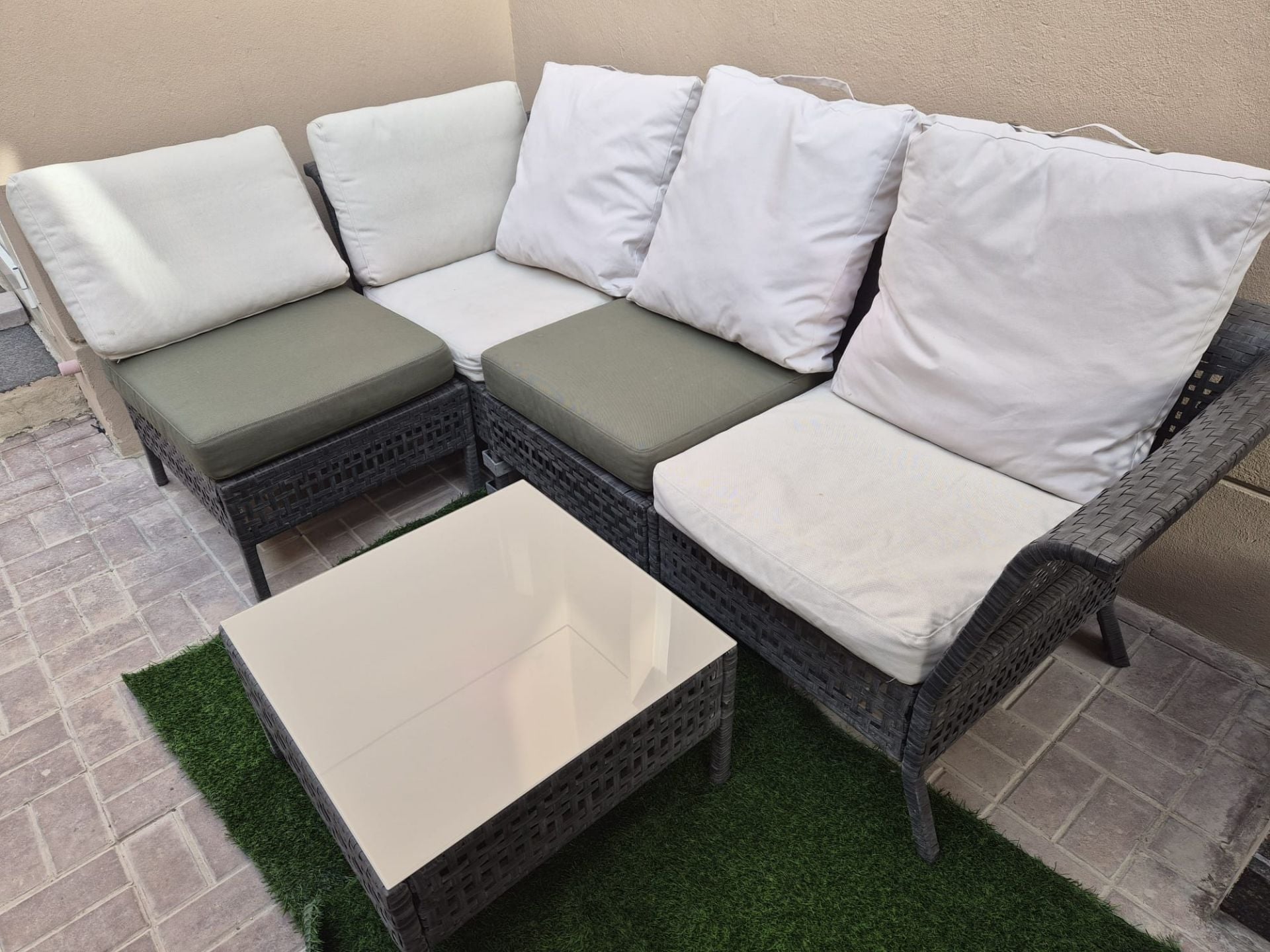 Outdoor rattan sofa set for sale + Table + Ambrella - Image 1