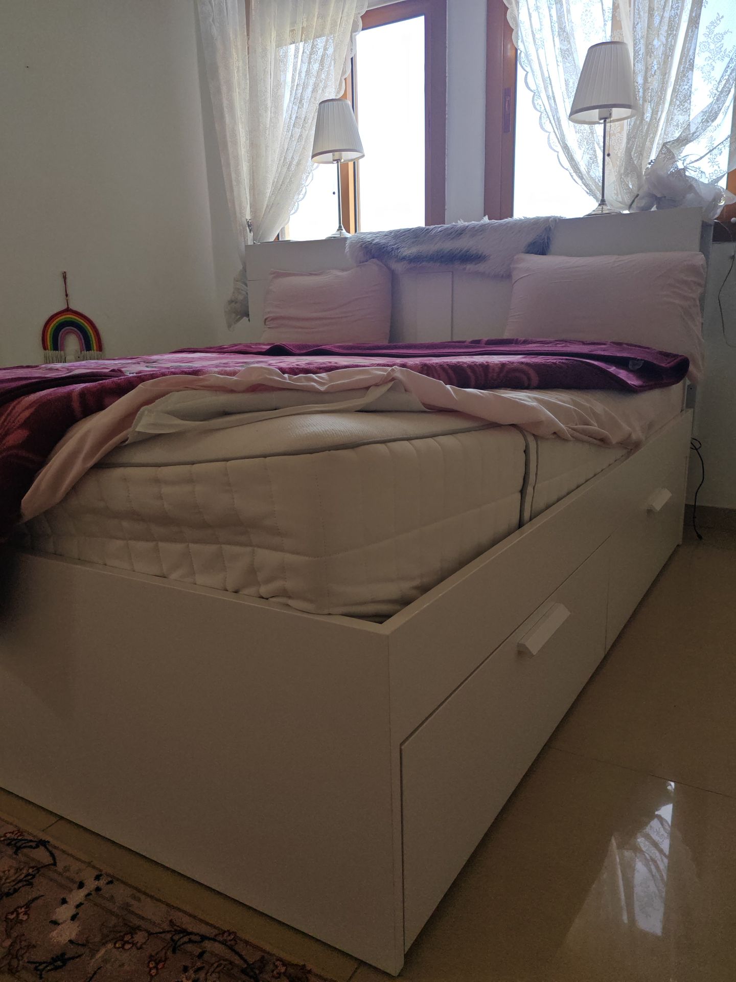 IKEA BRIMNES King Bed with 4 Drawers & Foam Mattress (Full Set) - Image 3