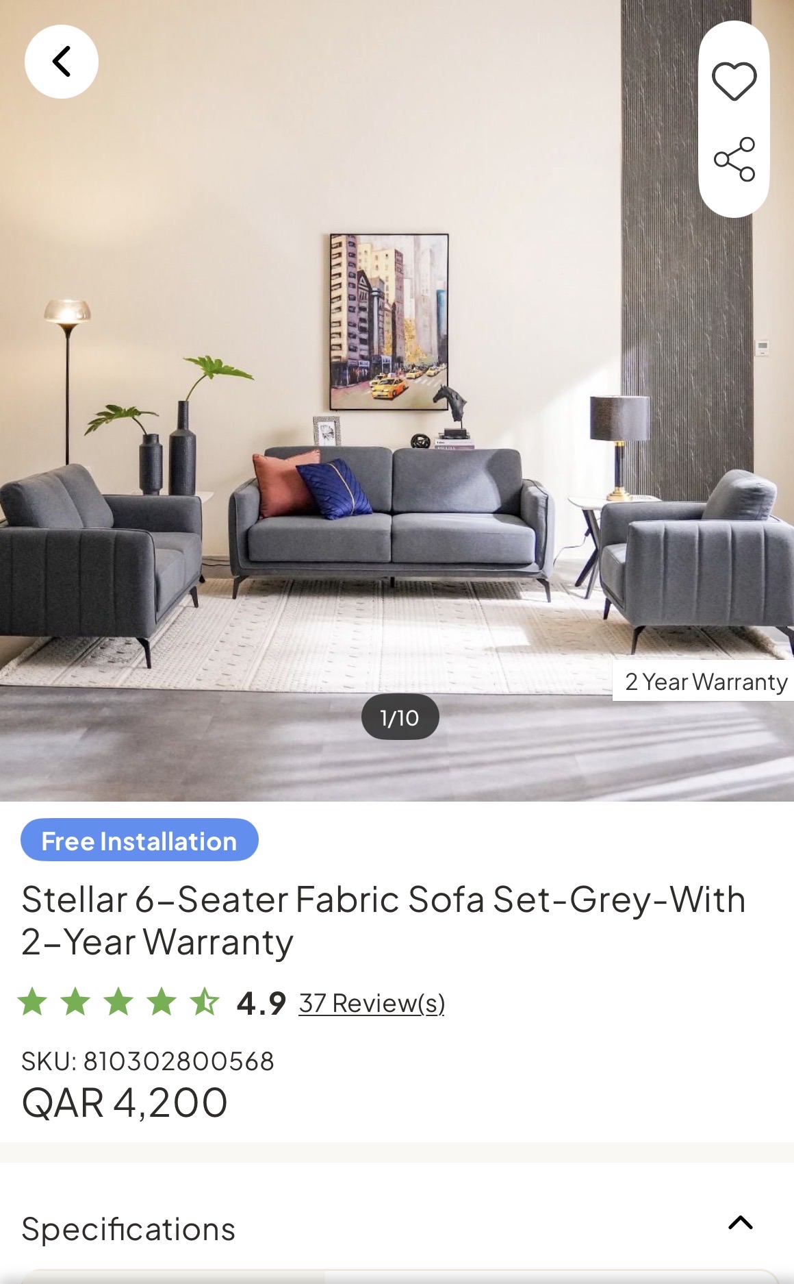 6 Seater Sofa (3+2+1) Italian. As good as new. Bought in January - Image 4
