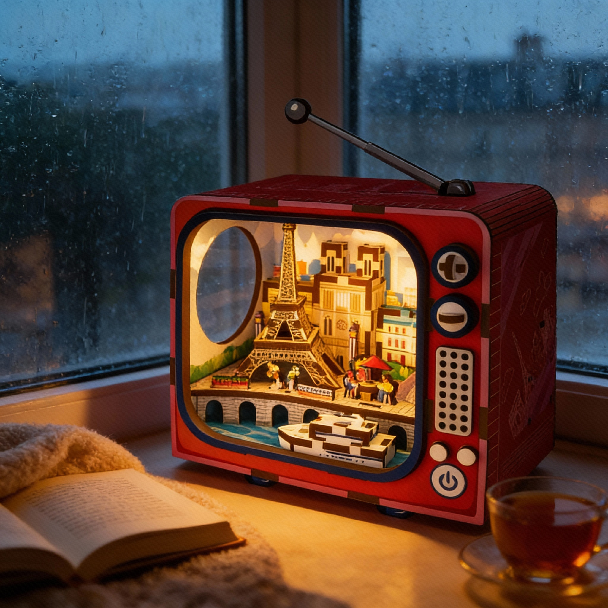 My City DIY Mini TV Scene with Light – London (72Qar) & Paris(68) - Image 4