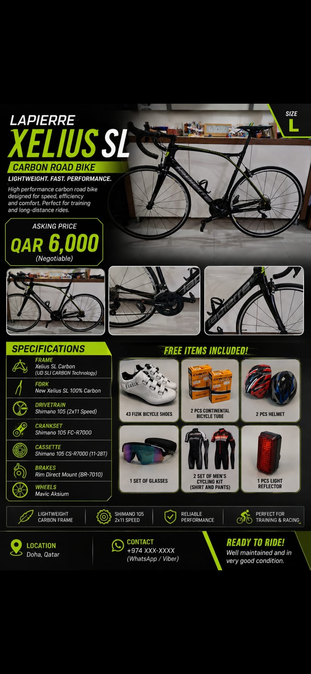 Roadbike for sale 6K!! Included items in picture! FIZIK clip shoe. - Image 1