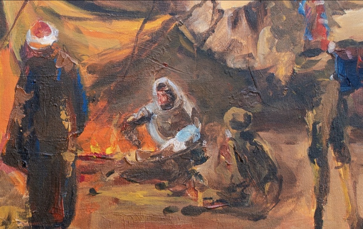Arabian Desert Camp White Horse | Traditional Bedouin Heritage Wall Art - Image 4