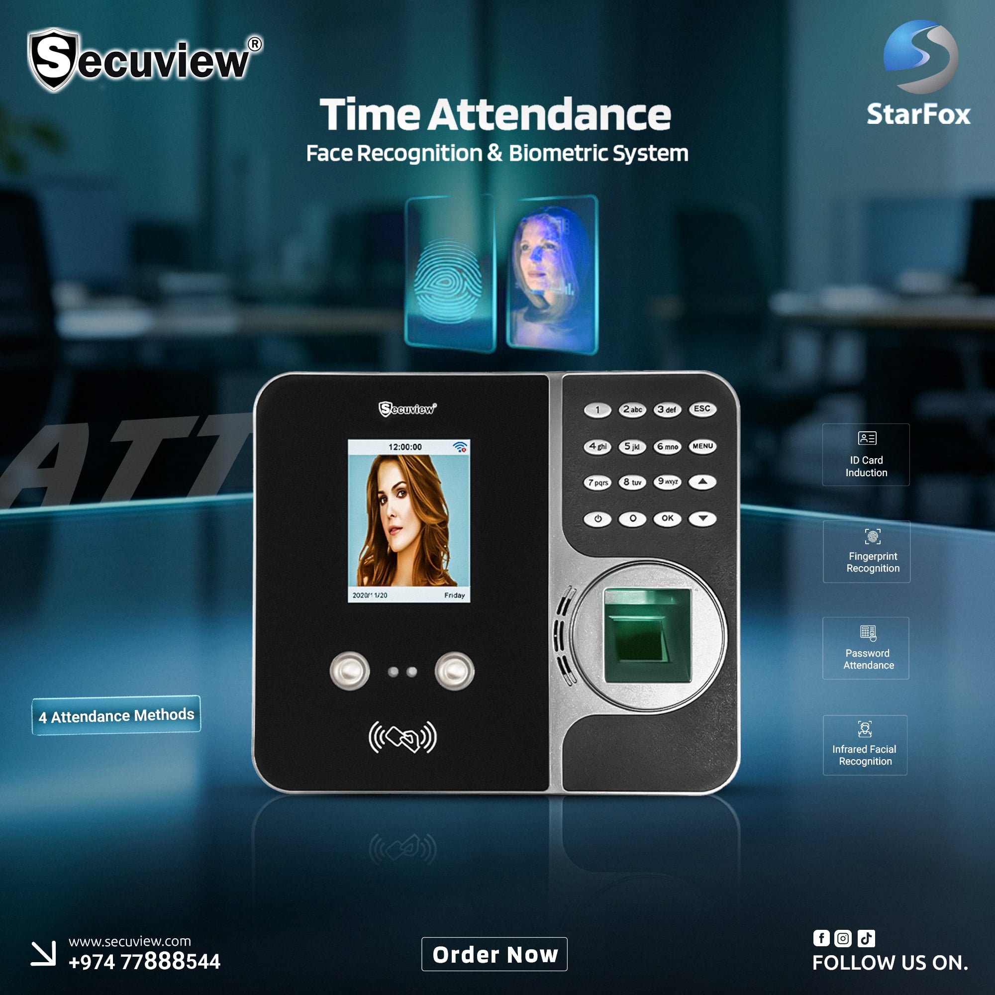 Secuview Face Recognition Biometric Time Attendance System - Image 1