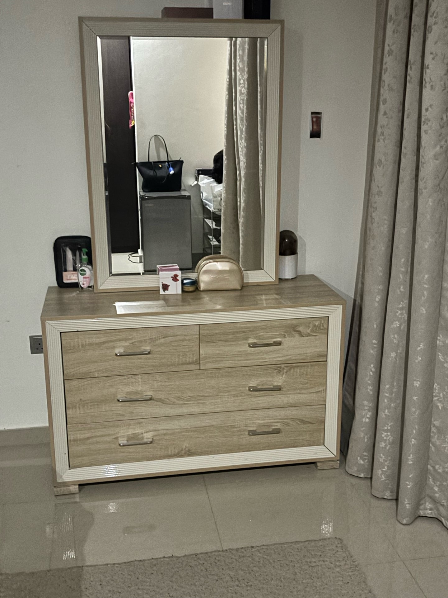 King size bed, mattress and mirror dresser for sale  - Image 4