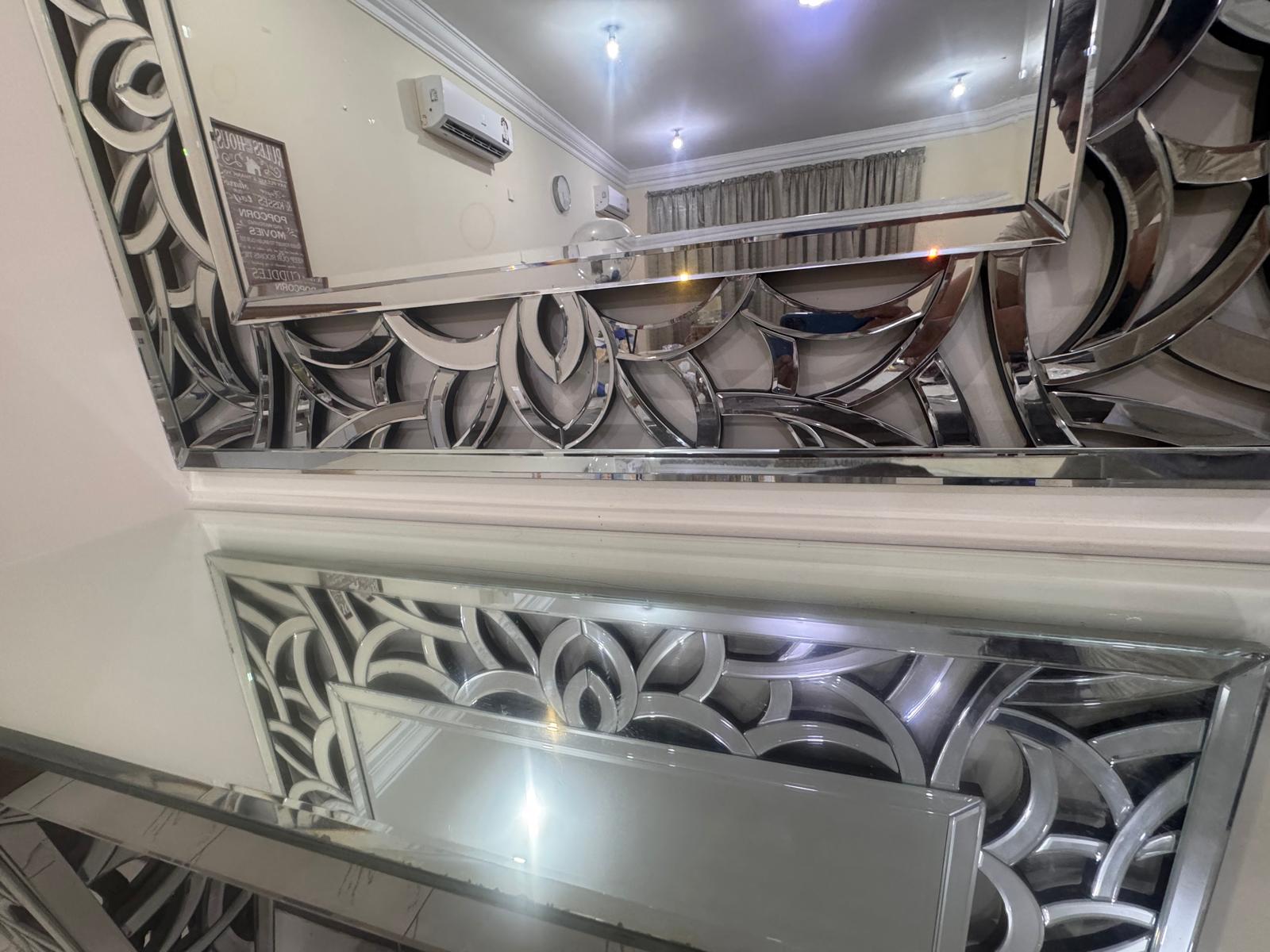 Luxury Mirrored Console & Designer Wall Mirror Set - Image 5