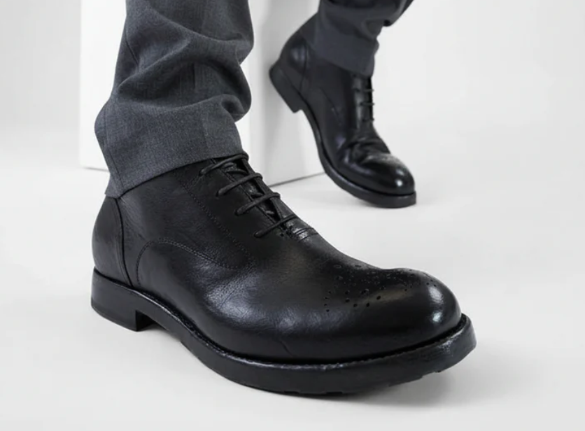 Italian Aston Imperial Black Leather Chukka Boots - Image 3