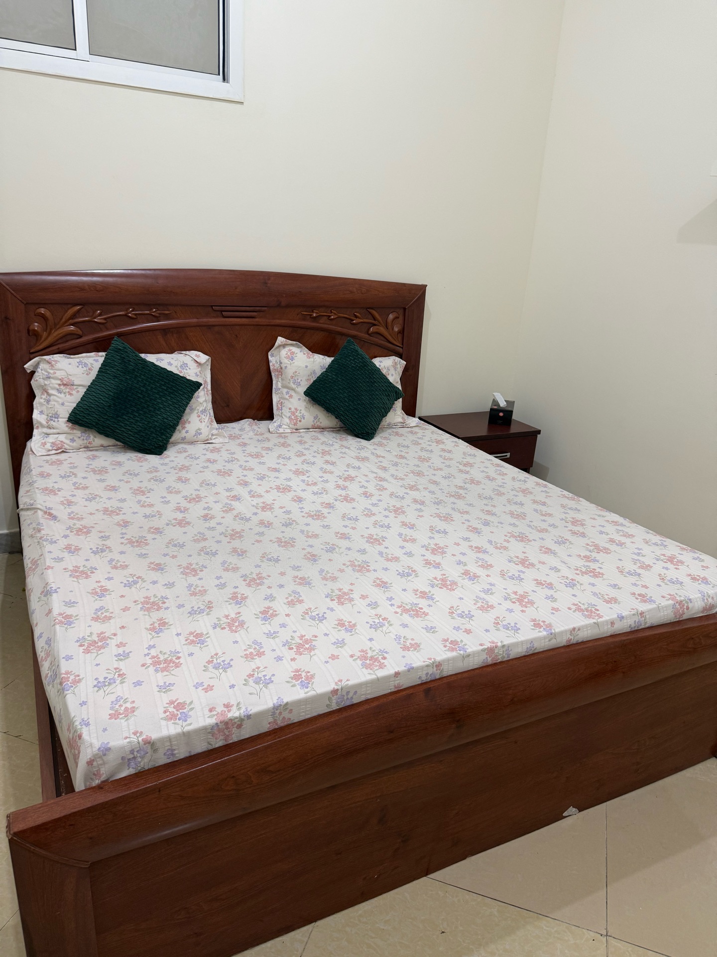 King Size Bed with Mattress + Side Table – Good Condition - Image 2