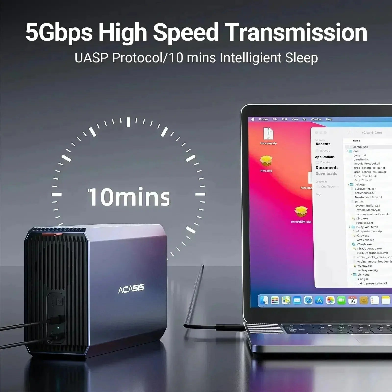 حافظة خارجية Acasis Dual Bay 3.5/2.5 إنش HDD/SSD نوع-C - Image 6