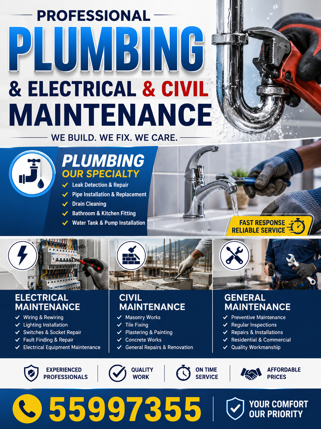 24/7 Plumbing and electrical maintenance any location in Qatar