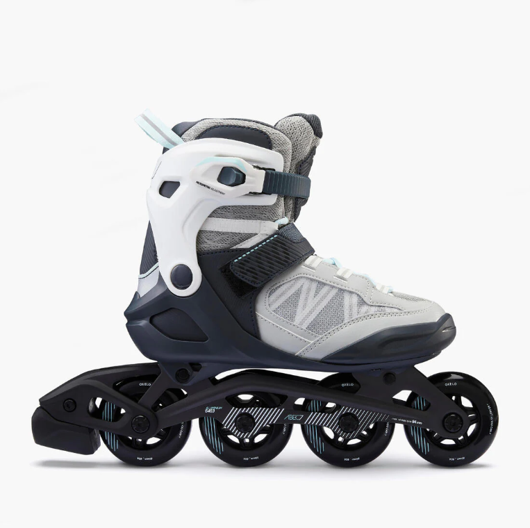 OXELO | Adult Inline Fitness Skates FIT500 - Ice Grey | Size- 39 - Image 4