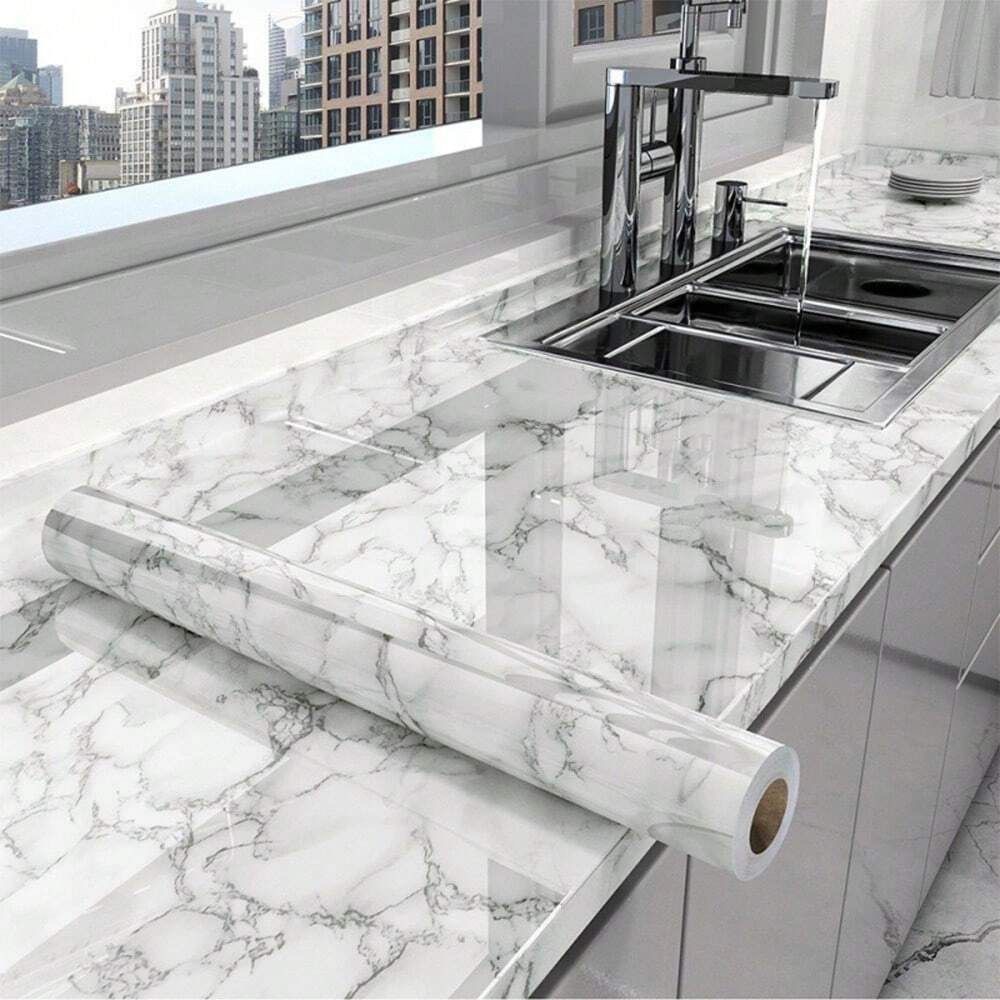 Waterproof Marble Contact Paper – Kitchen Counter & Furniture Vinyl Wrap (40cm x - Image 1