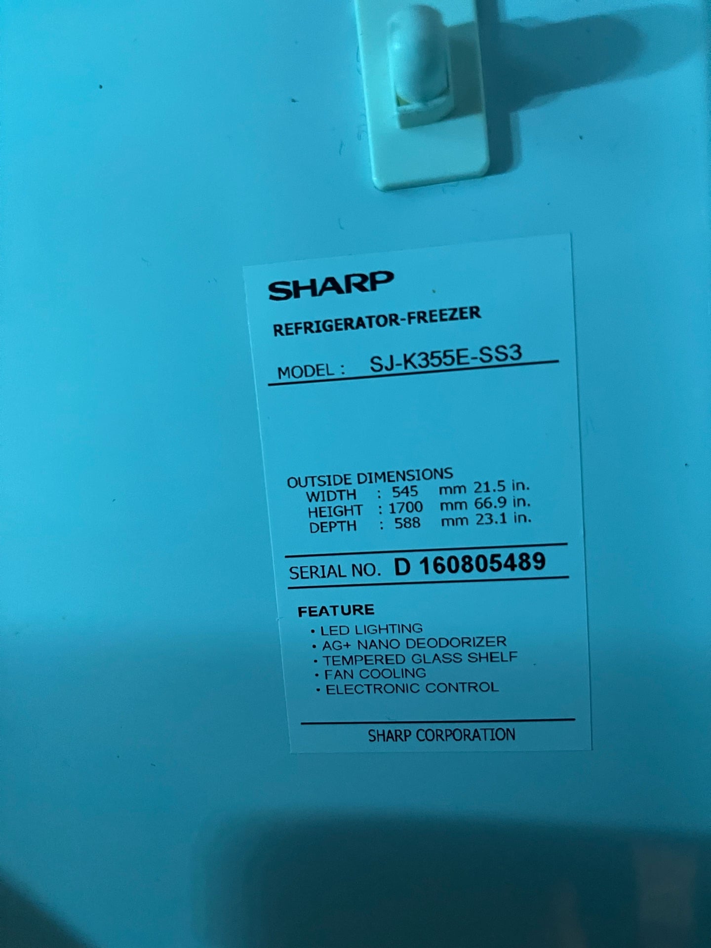 Sharp Refrigerator for sale - Image 2