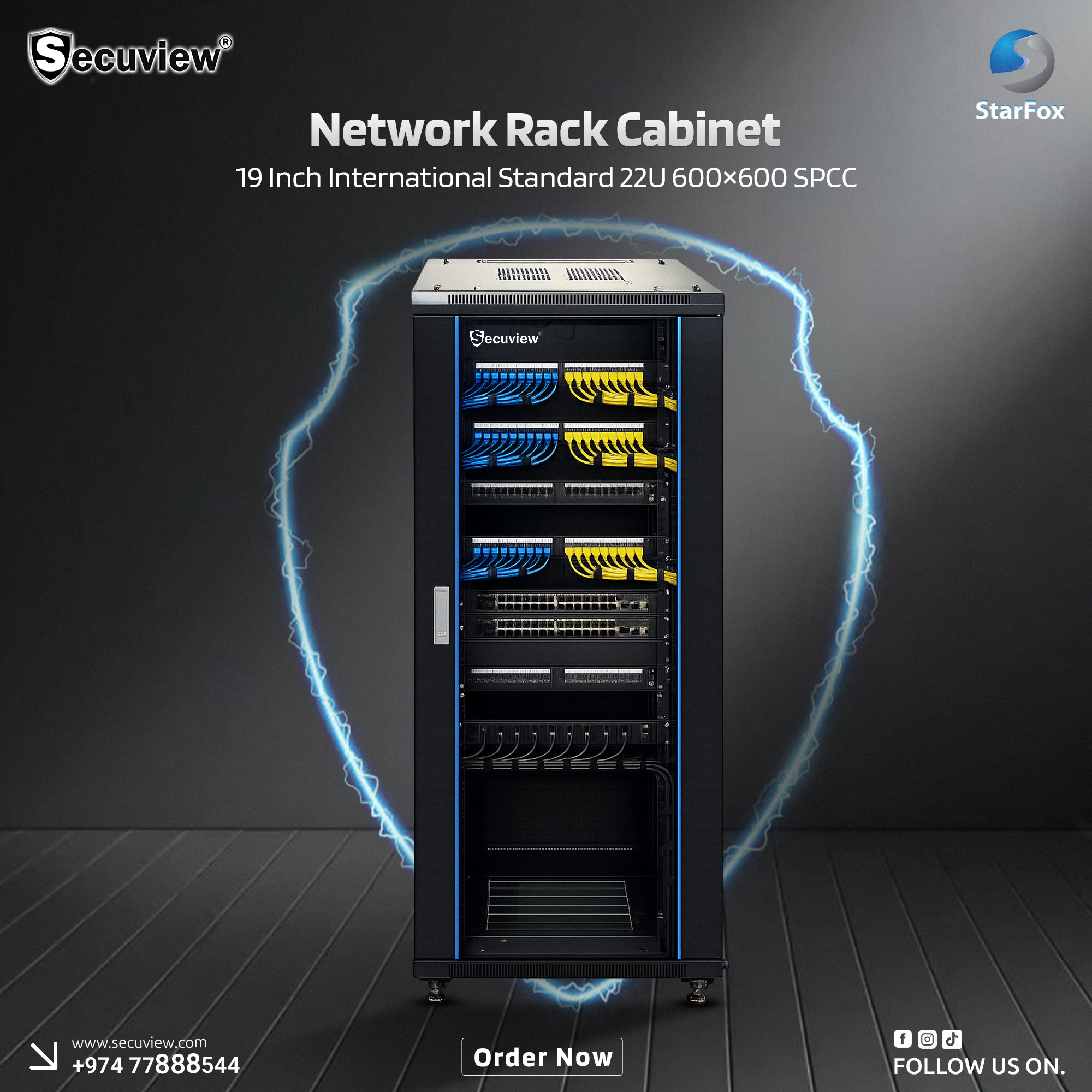 Secuview 19-Inch International Standard 22U Network Rack - Image 1
