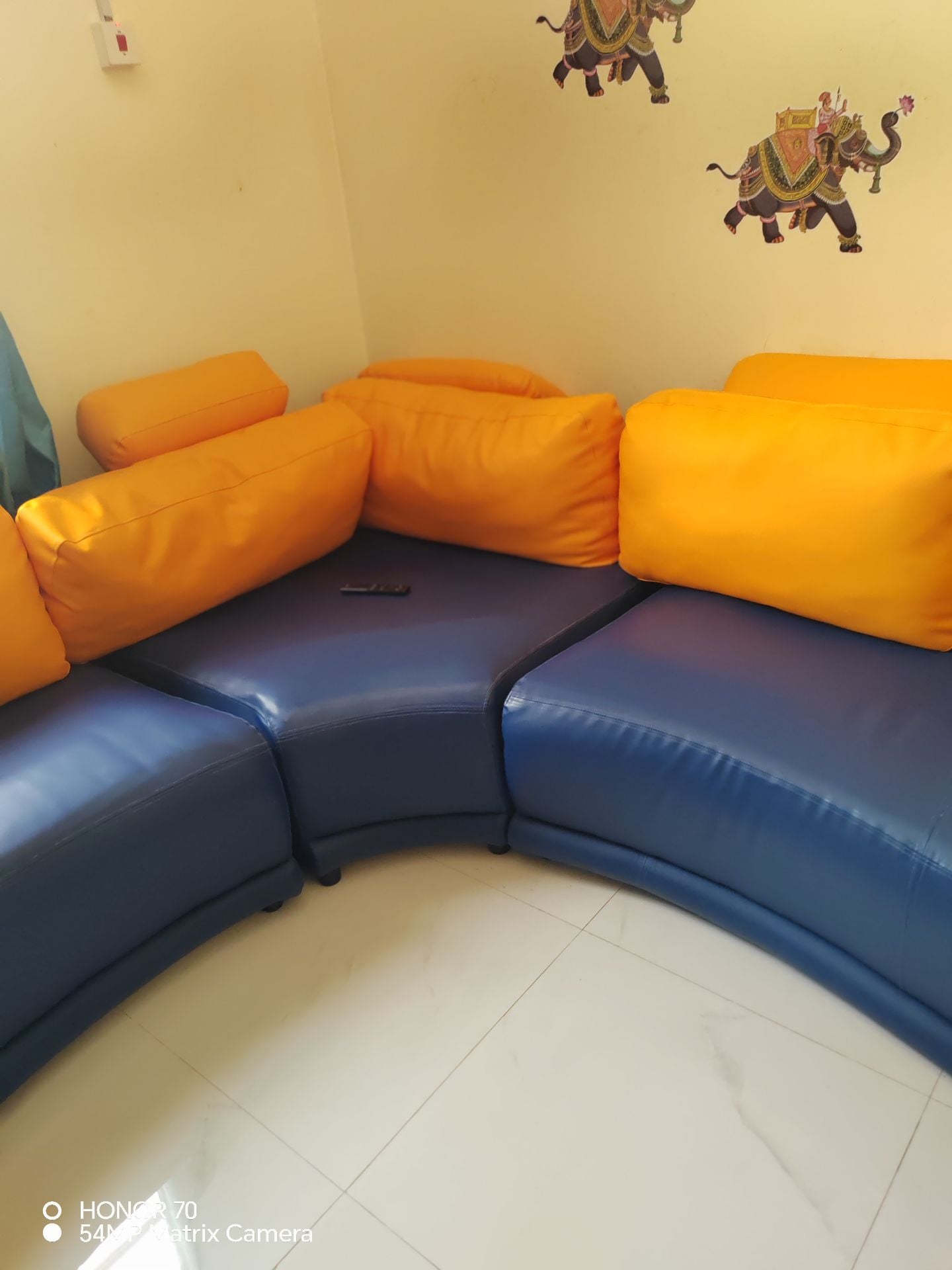 Blue and yellow colour used sofa  - Image 3