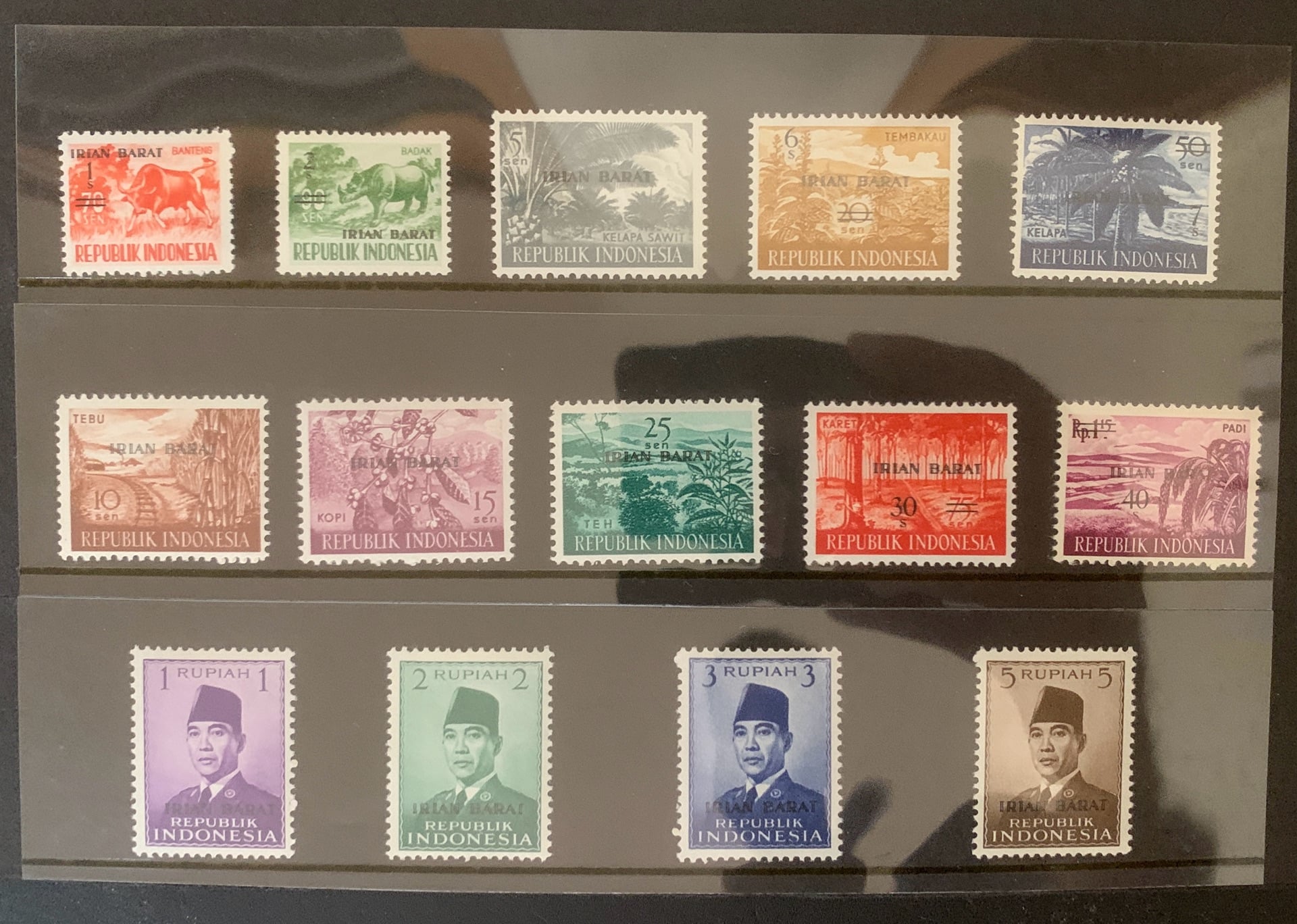 Indonesia provinces Irian Barat (all stamps), Riau and UNTEA stamps.  - Image 2