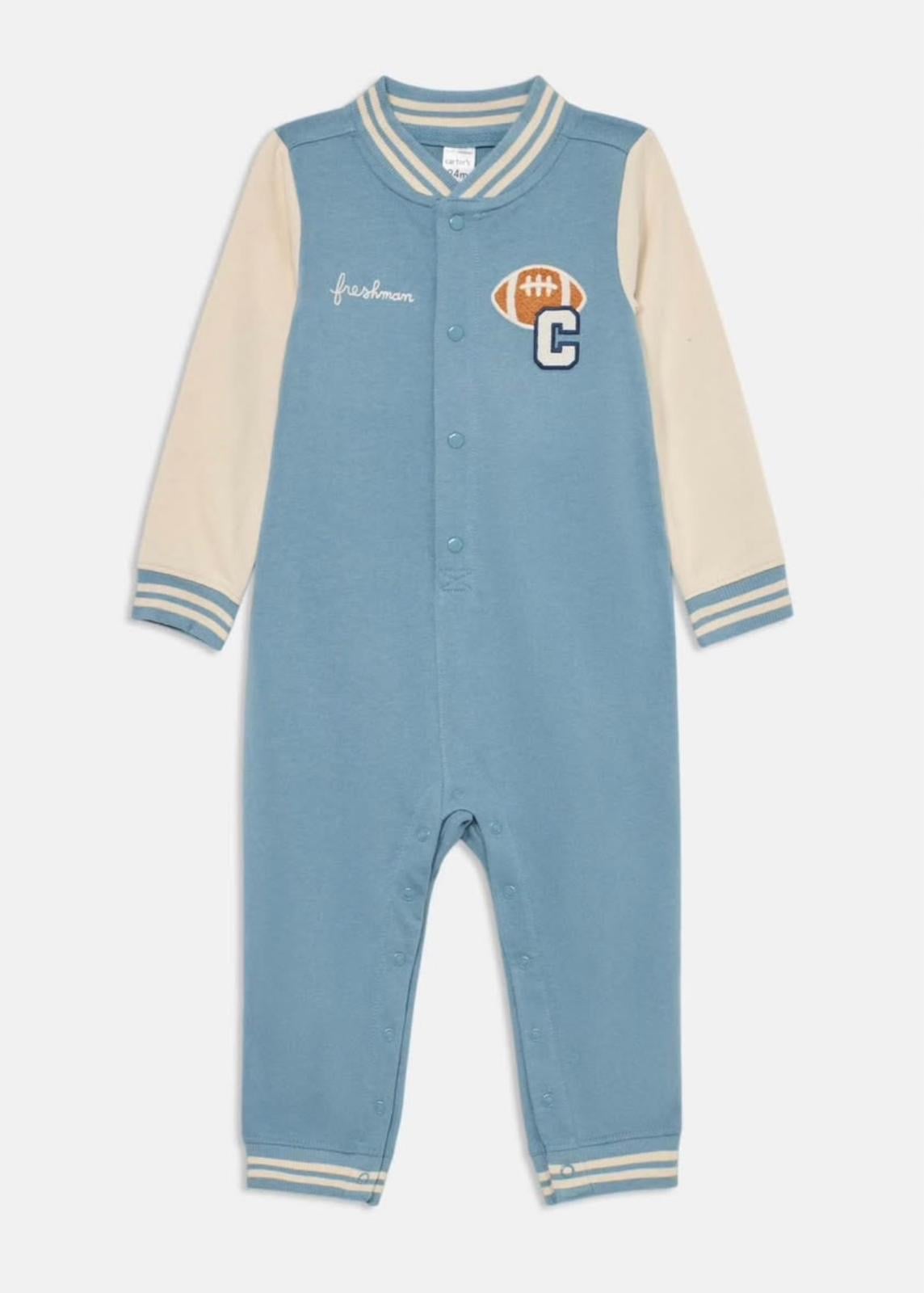 Carters jumpsuit light blue long sleeve footless 12 month - Image 1