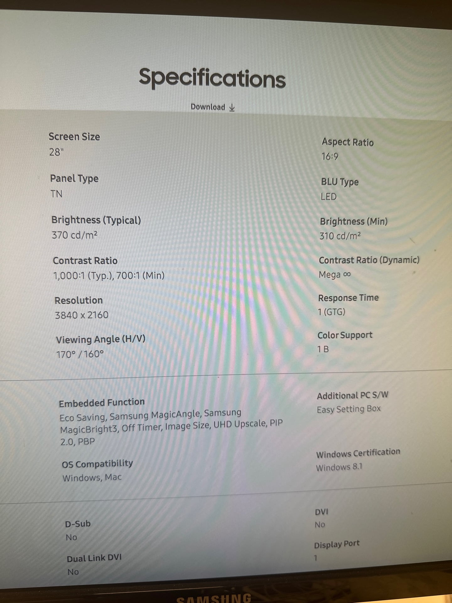 28 inch UHD/4k Samsung Monitor - Image 7