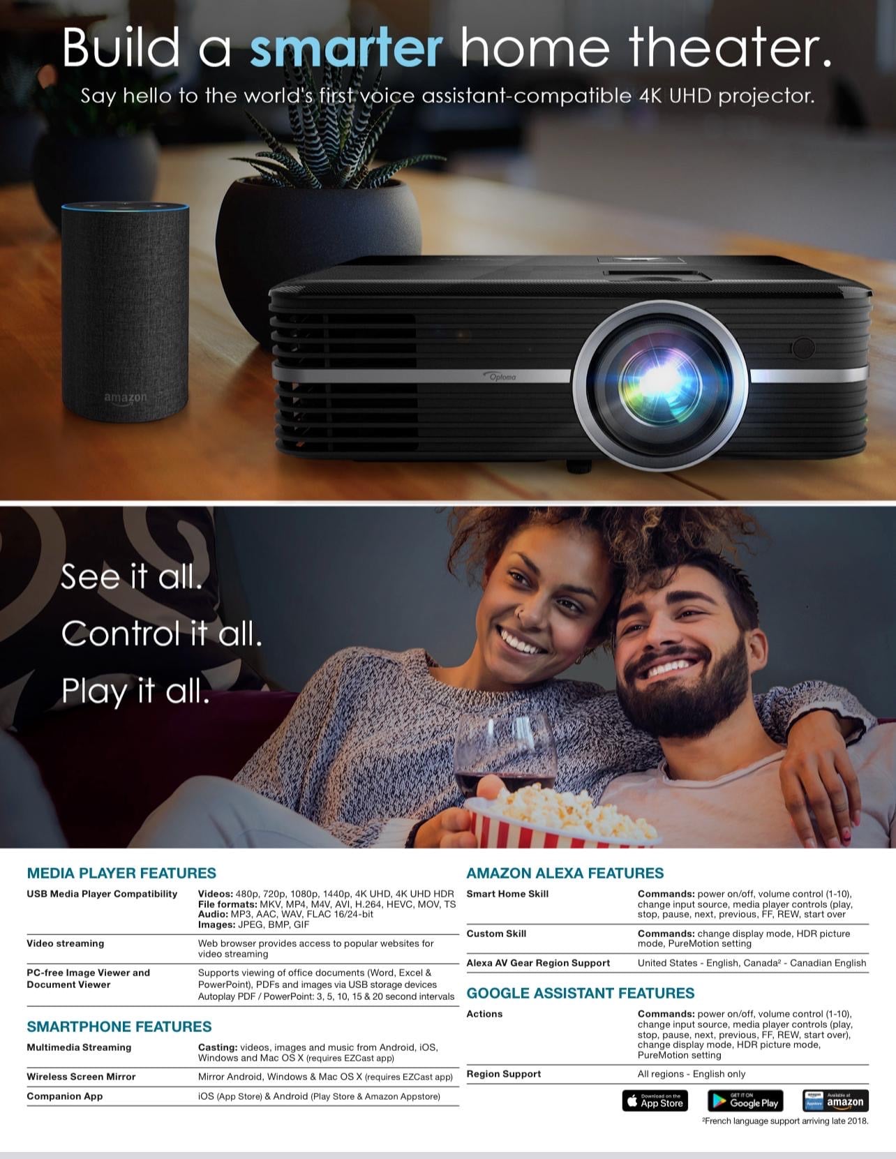 جهاز عرض Optoma UHD51A DLP 4K UHD مع ملحقات قيمة - Image 9
