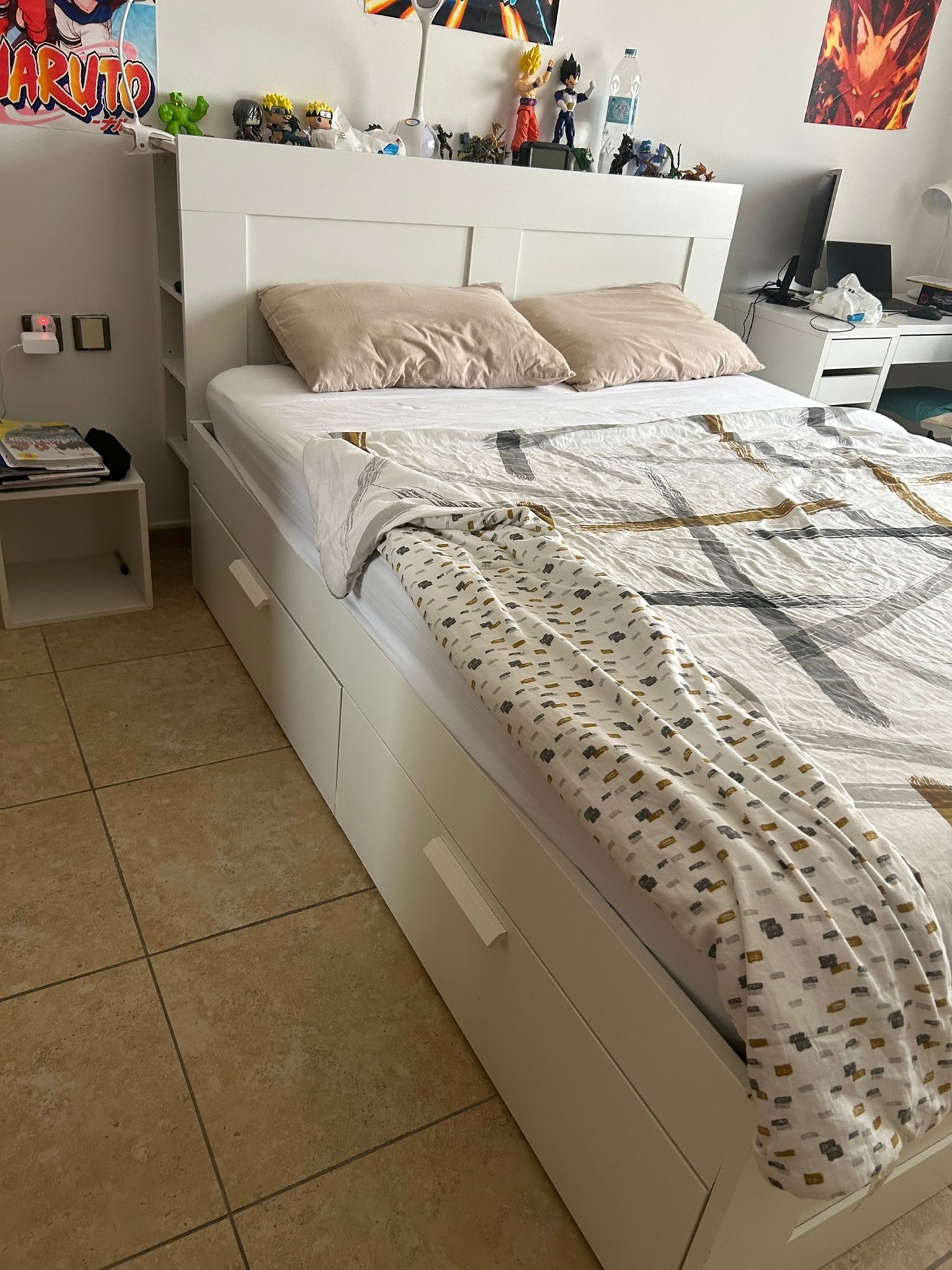 IKEA bed frame with modern headboard and matress - Image 4