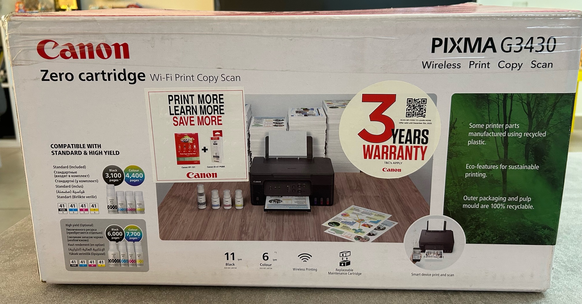Canon Zero Cartridge Wi-Fi Print Copy Scan PIXMA G3430 - Image 7