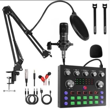 Podcast Equipment Bundle V8S Audio InterfaceBM800 Condenser Microphone - Image 2