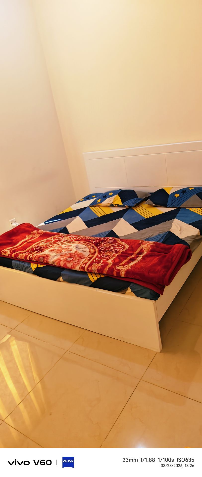 King size bed with mattress and cupboard for storage  - Image 2