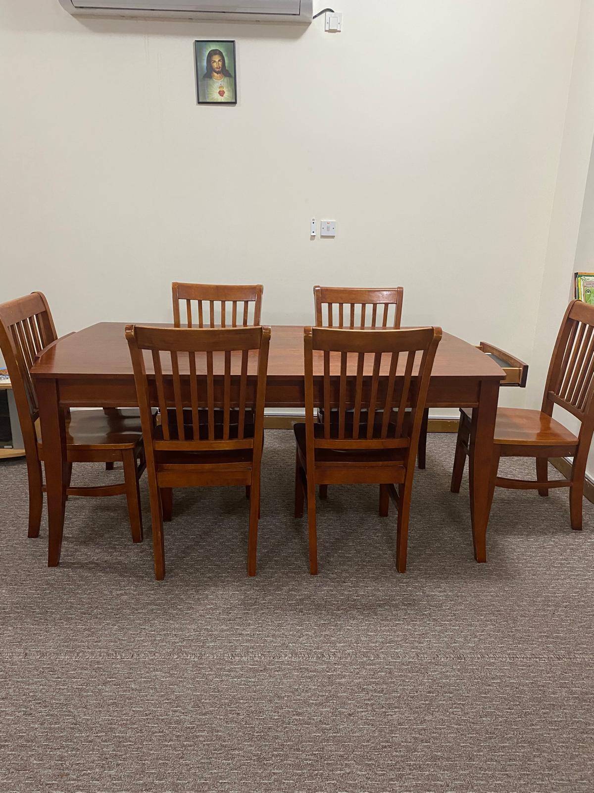 Solid Wood Dining Table & Chairs from Home Centre (6 Nos) - Image 4