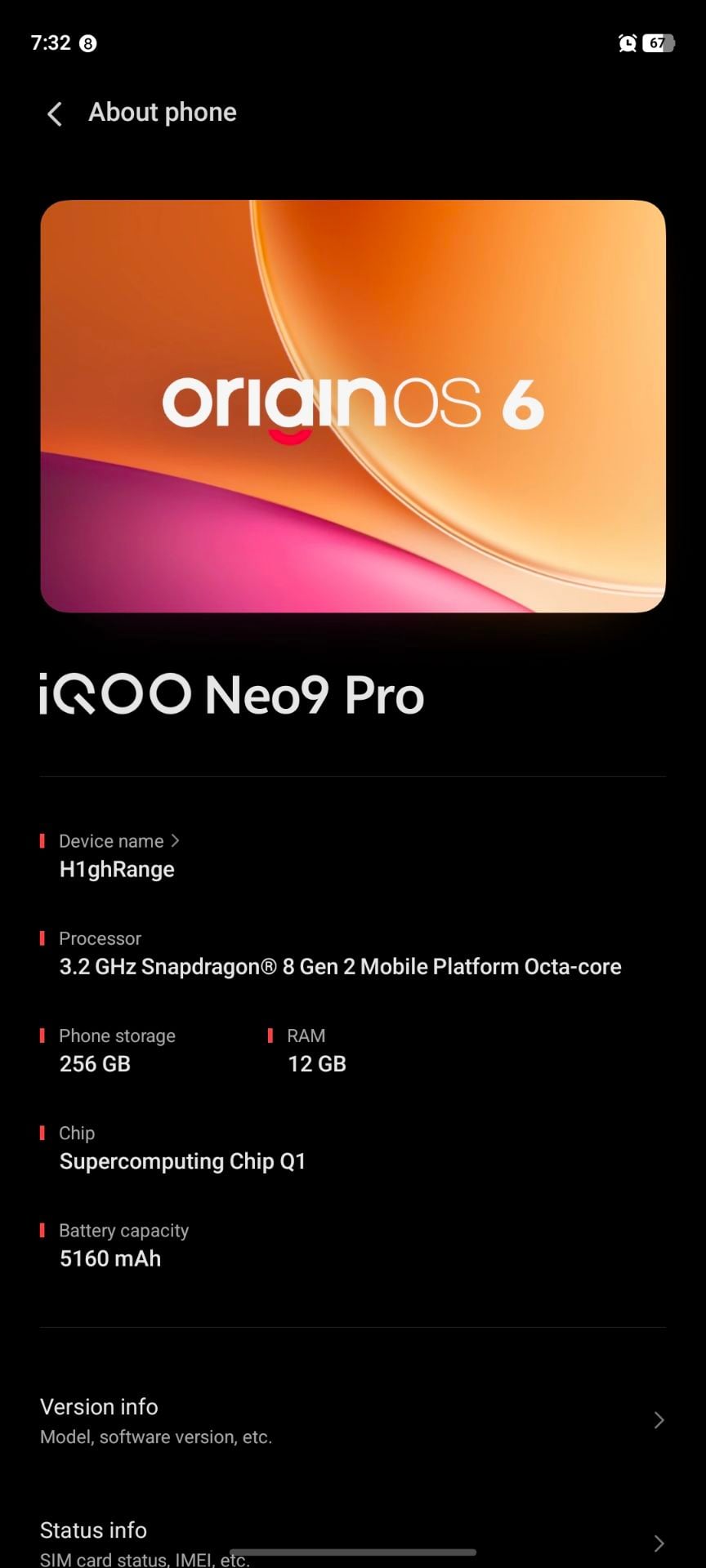 IQOO neo 9 pro 12gb ram  256 gb rom  - Image 1