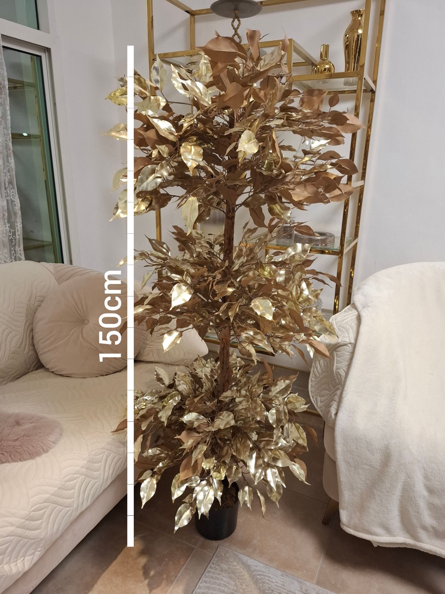 Ficus Plant in Pot - 150 cm- Artificial plant gold   - Image 2