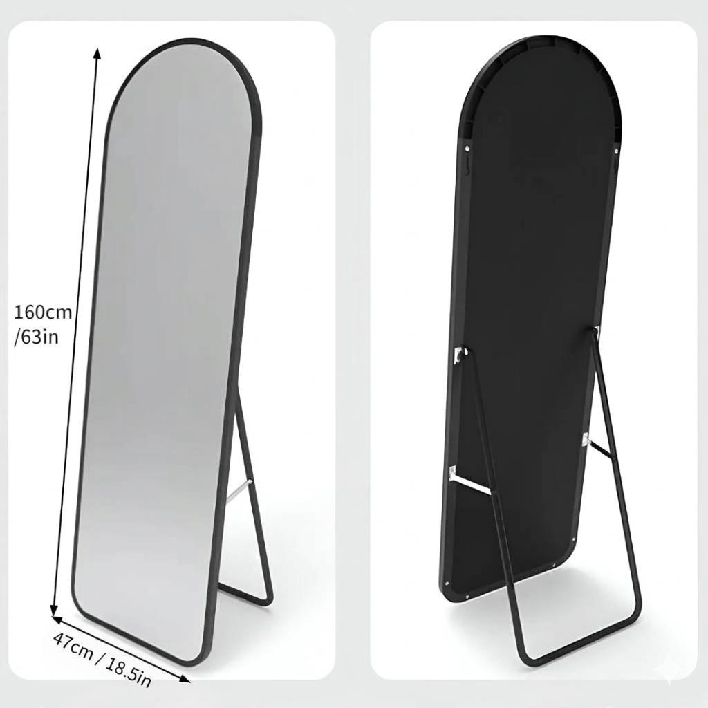 Full length Arched Metal Standing Mirror  - Image 6