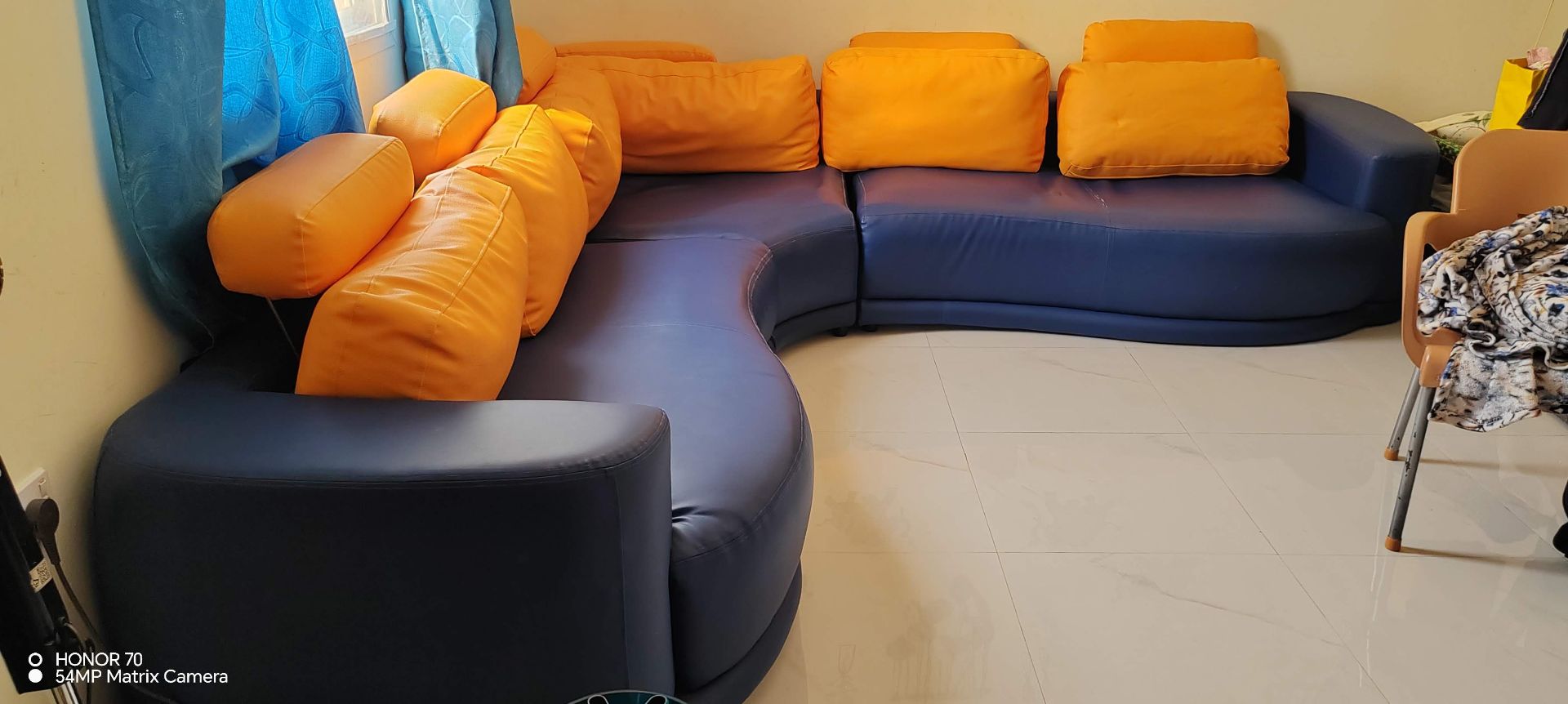 Blue and yellow colour used sofa  - Image 6