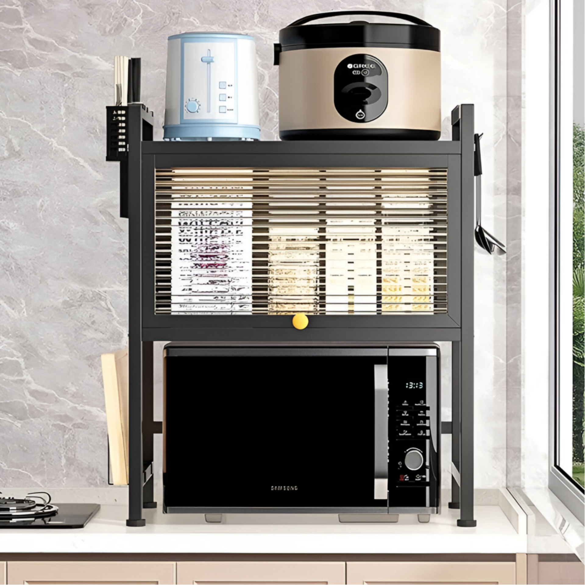 Microwave Oven Rack with Door - Image 4