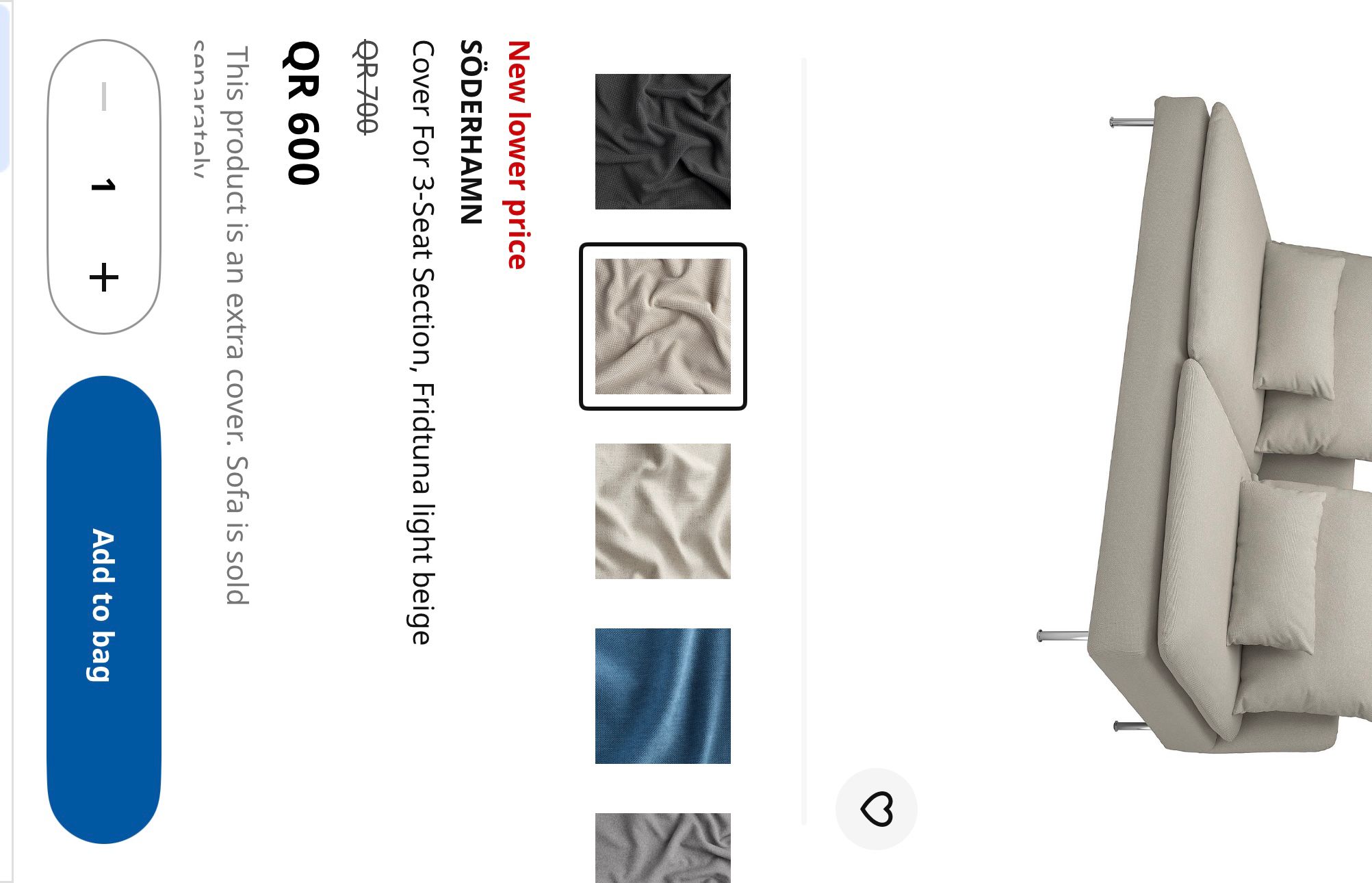 SOFA COVER ONLY-for Ikea Soderhamn 3 seater+Lounge - Image 3
