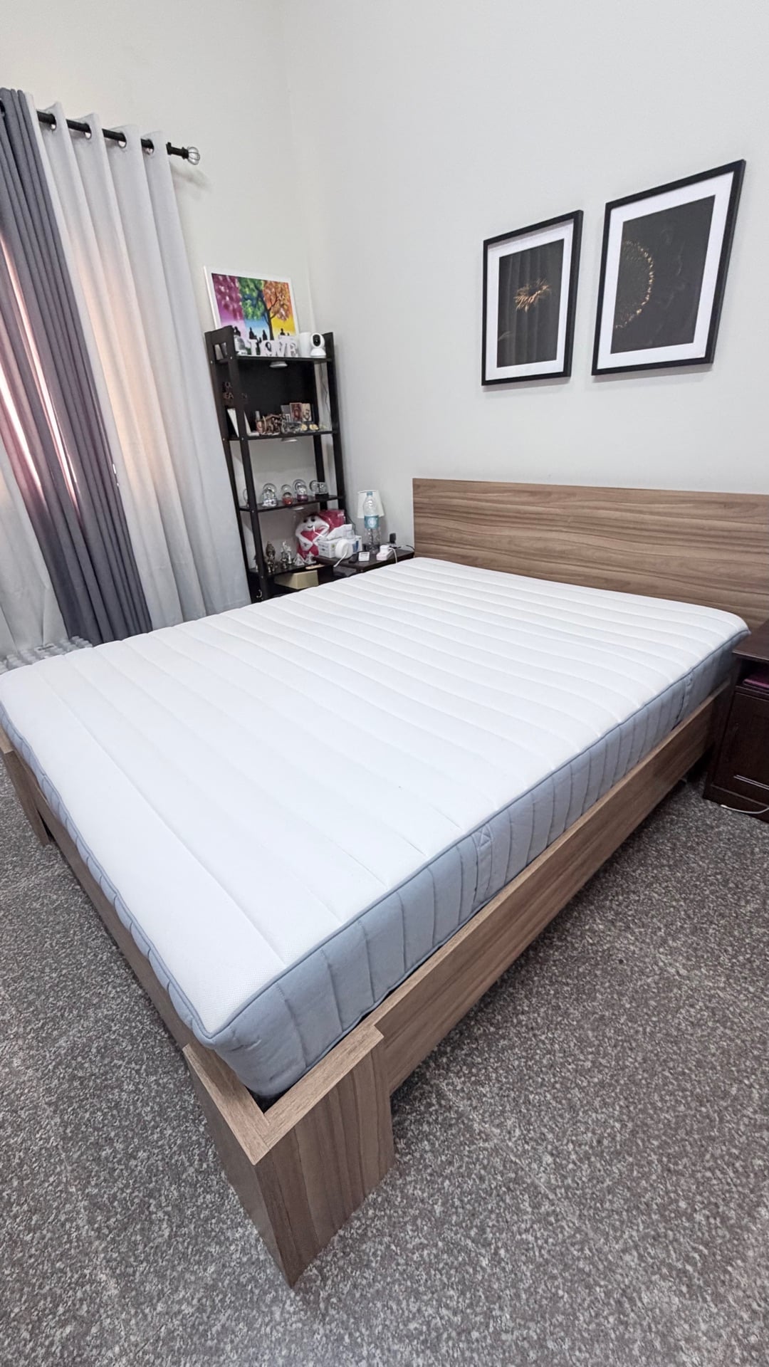 Queen Size Bed Frame and Mattress - Image 1