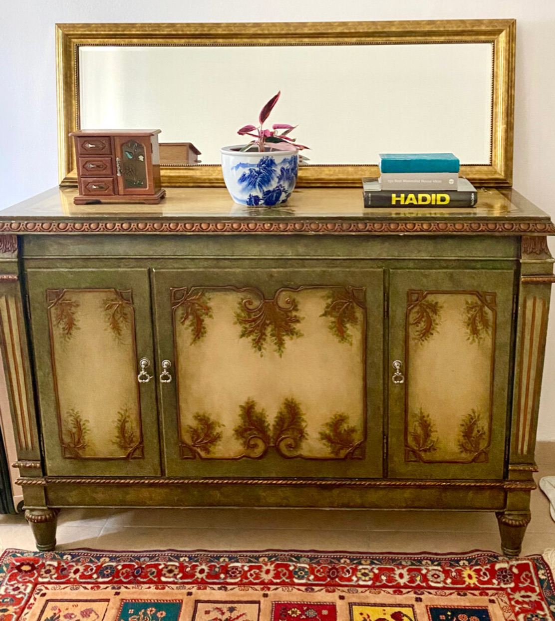 Antique buffet and hall way tables - Image 1
