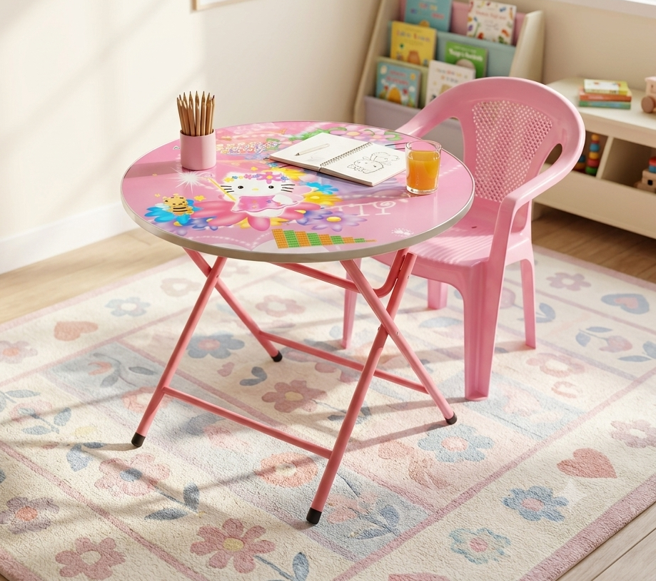 Pink Hello Kitty Kids " Folding Table & Chair " Set - Image 1