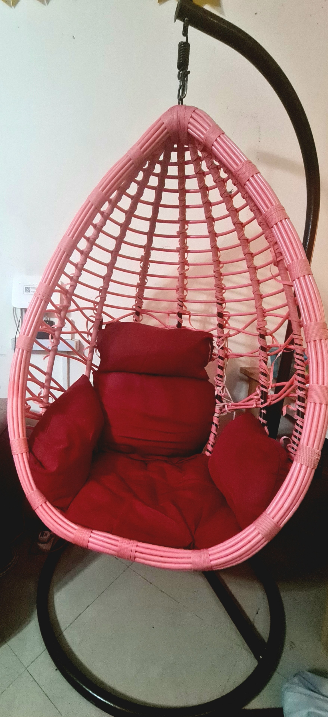 Single Seater Swing Chair with Stand & Cushion - Image 2